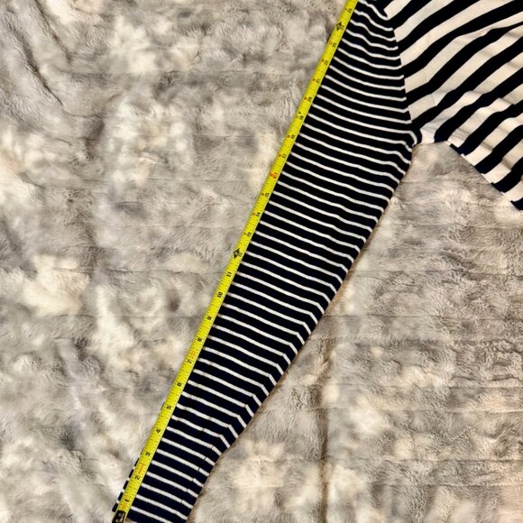 Banana Republic Cotton Cashmere Striped Turtleneck Sweater Navy & Cream Medium - Picture 9 of 10